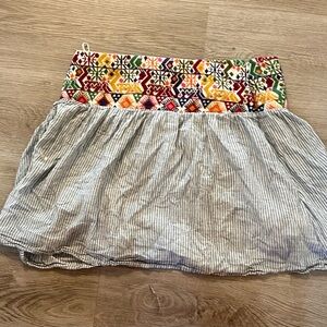 Signature Studio Orange Yellow Smocked Mini Skirt